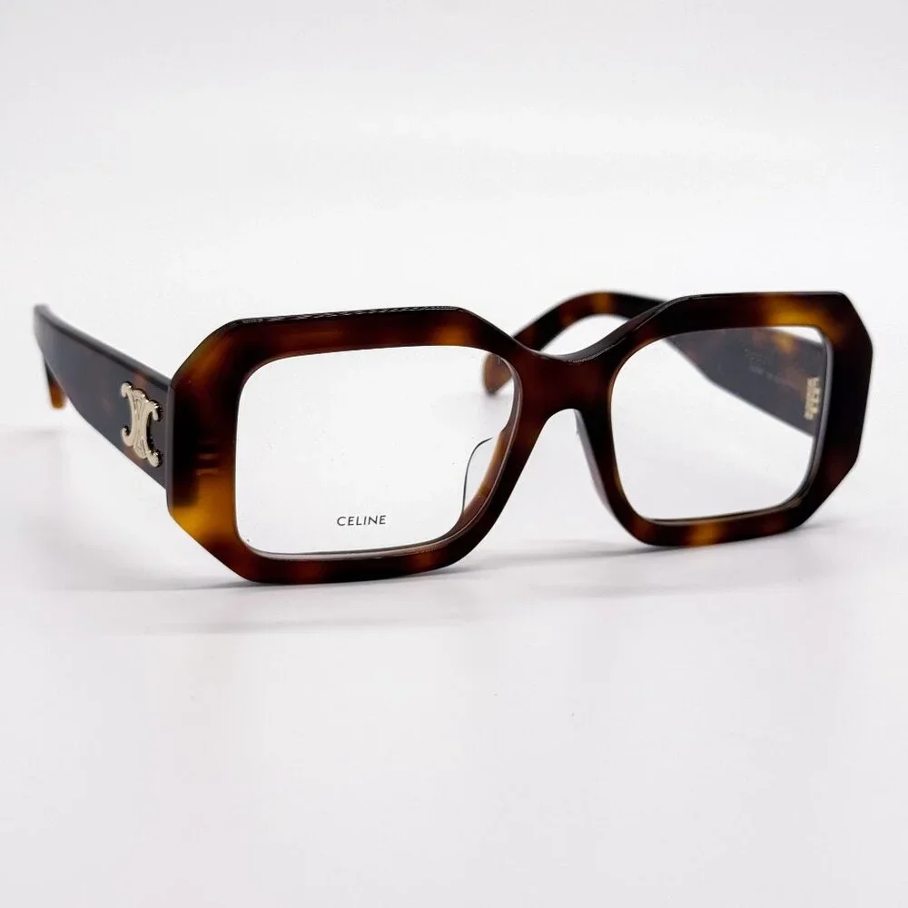 NEW CL50155I 053, CELINE GEOMETRIC HAVANA BROWN EYEGLASSES CELINE